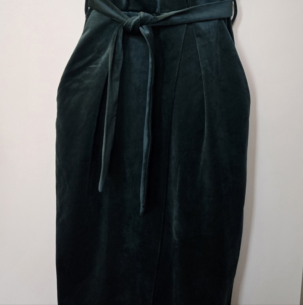 Elegant Green Velvet Dress - Picture 5 of 6